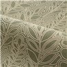 Casamance|Papier peint lin vert feuilles brodées décoratives|Papier Peint