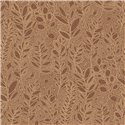Casamance|Papel pintado lino marrón y rojo con hojas bordadas|Papel Pintado