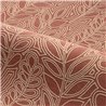 Casamance|Papel pintado lino marrón y rojo con hojas bordadas|Papel Pintado