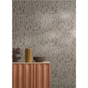 Casamance|Leinentapete beige mit bestickten Blättern|Tapeten 2