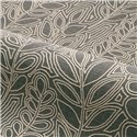 Casamance|Leinentapete schwarz-grau mit bestickten Blättern|Tapeten