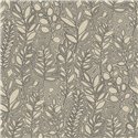 Casamance|Wallpaper linen beige and brown with embroidered leaves|Wallpaper