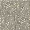 Casamance|Wallpaper linen beige and brown with embroidered leaves|Wallpaper
