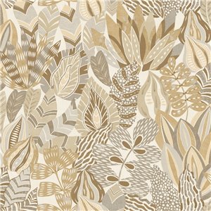 Casadeco|Classic floral wallpaper with leaf print and black background|Floral