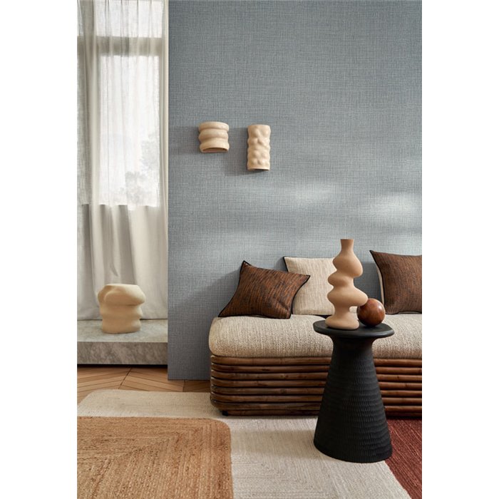 Casamance|Papier peint raphia bleu|Imitation Raphia