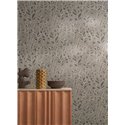 Casamance|Papel pintado lino marrón y rojo con hojas bordadas|Papel Pintado
