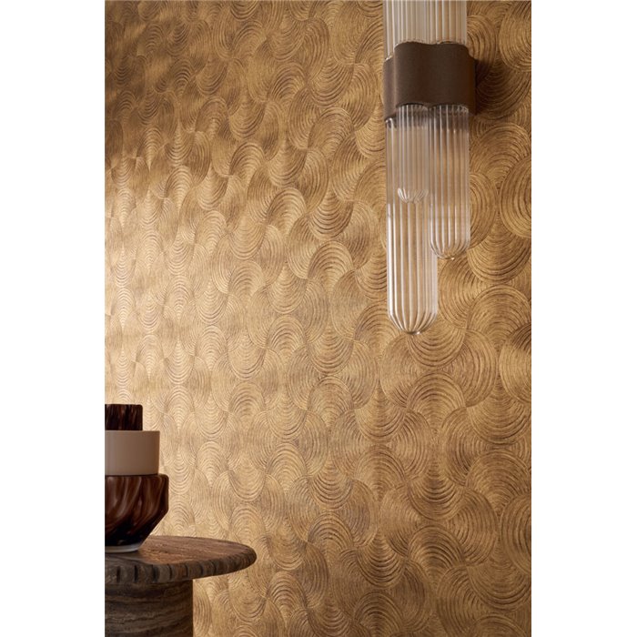 Casamance|Papier peint luxe style oriental feuilles de palmier dorées|Salón