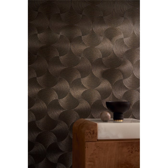 Casamance|Moderne Tapete Kreise schwarz-gold|Wohnen