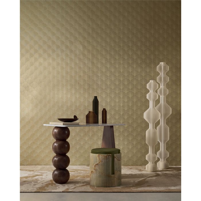 Casamance|Papel pintado exclusivo hojas de palma verde y dorado con efecto metalizado|Papel Pintado