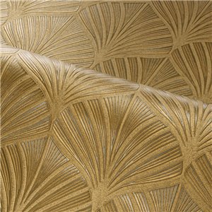 Casamance|Papier peint sophistiqué feuilles de palmier en relief doré et violet|Papier Peint 2