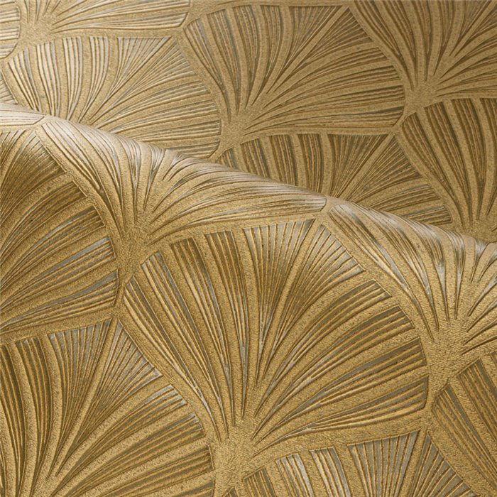 Casamance|Papel pintado elegante de alta gama hojas de palma marrón|Papel Pintado