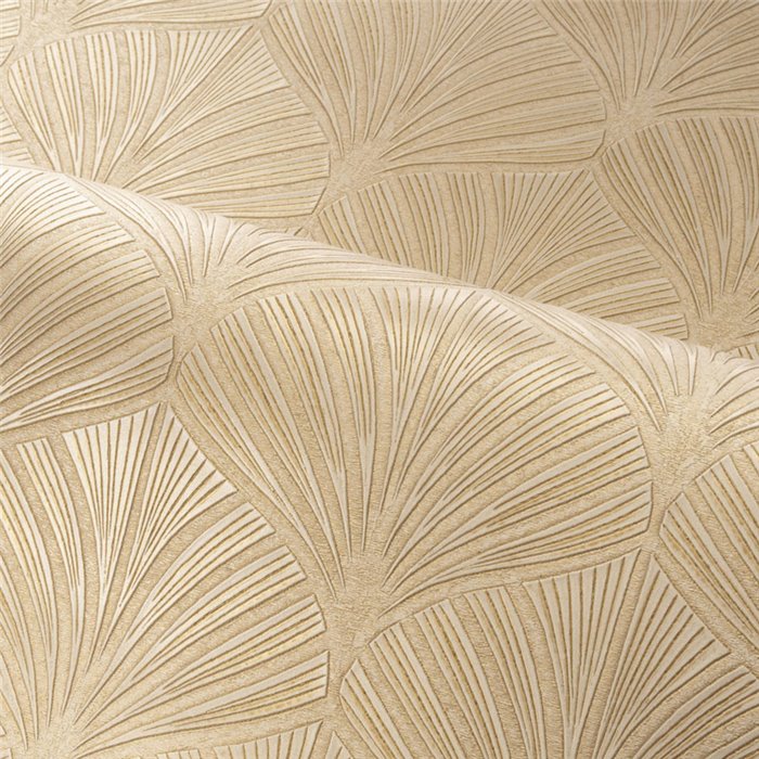 Casamance|Wallpaper premium palm leaves embossed blue and gold|Living Room
