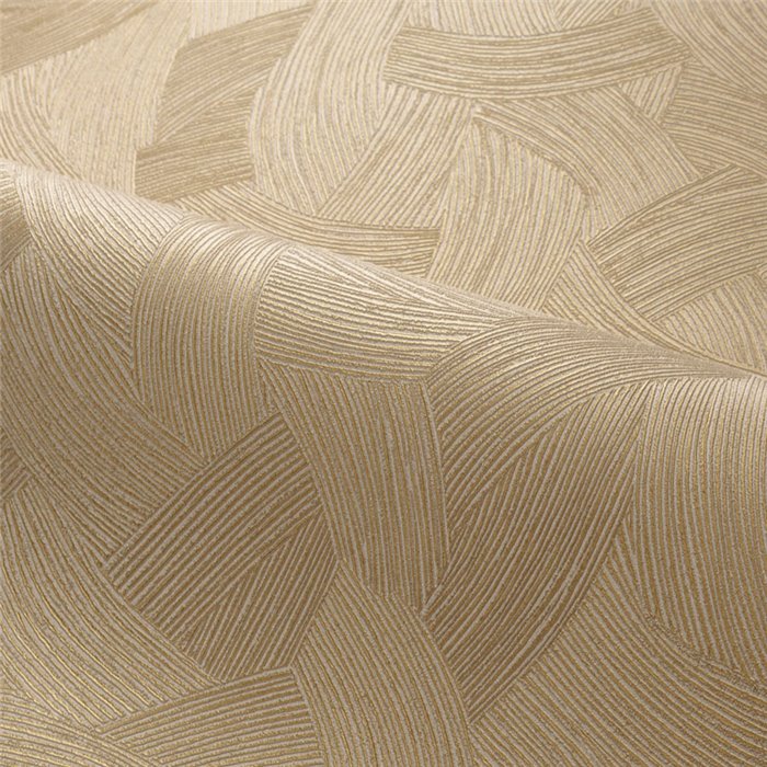Casamance|Papel pintado contemporáneo entrelazado abstracto marrón y dorado|Salón