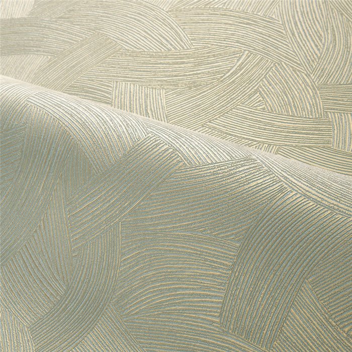 Casamance|Wallpaper exclusive abstract interlaced light green and gold|Living Room