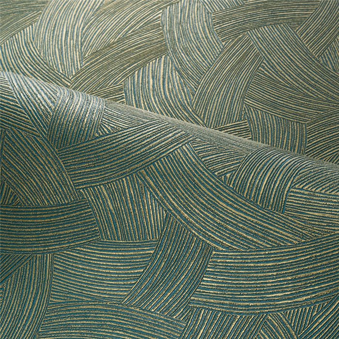 Papel pintado de alta gama entrelazado abstracto verde y dorado - Casamance Magnitude - Textures 76662446