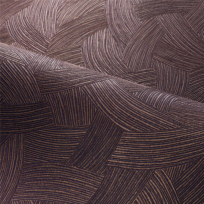 Casamance|Wallpaper sophisticated abstract interlaced violet and gold|Living Room