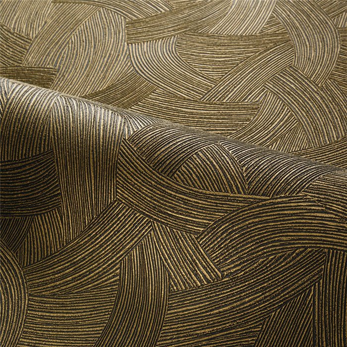 Papel pintado premium entrelazado abstracto negro y dorado - Casamance Magnitude - Textures 76662854