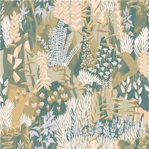 Casamance|Gartenpflanzen Tapete mit Heidekraut grün-braun|Tapeten