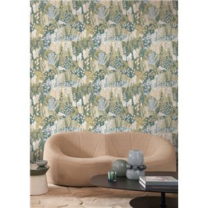 Casamance|Papier peint plantes de jardin tons bleus et verts|Papier Peint 2