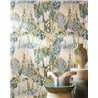 Casamance|Papier peint jardin avec bruyères et fleurs vert et lilas|Papier Peint