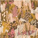 Casamance|Wallpaper garden plants with heathers earthy green and pink|Wallpaper