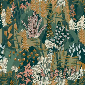 Casamance|Papier peint plantes de jardin tons bleus et verts|Papier Peint