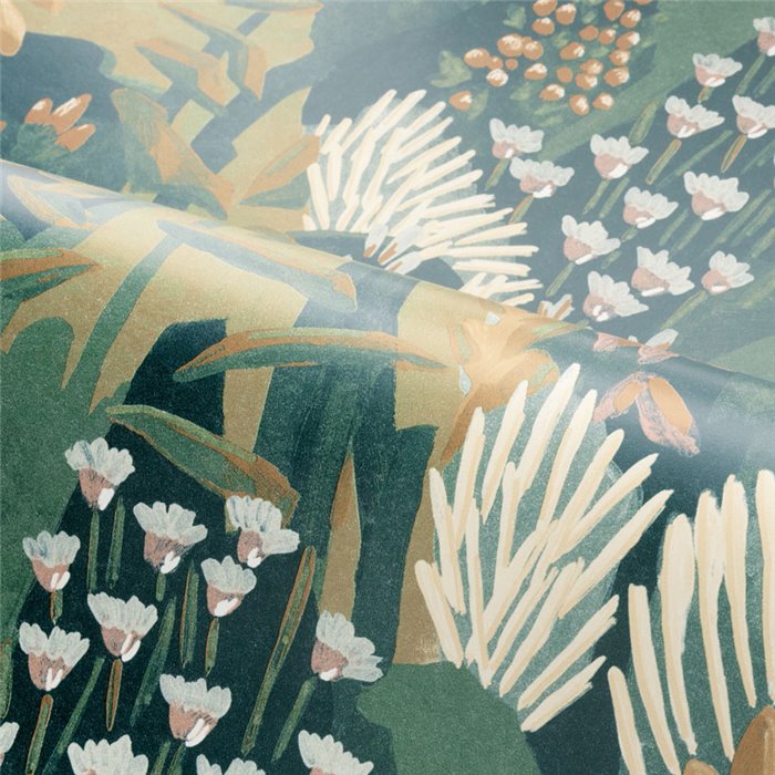 Papel pintado plantas de jardín con brezos verde y marrón - Casamance Jardin Félicia 76570304