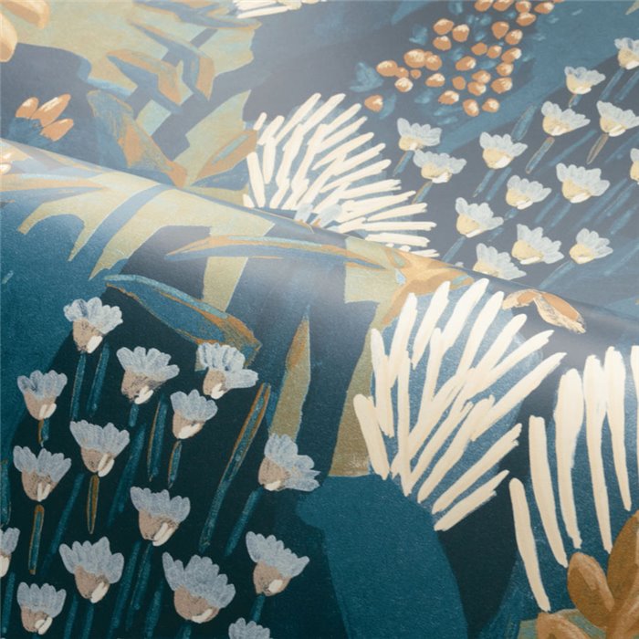 Casamance|Papier peint plantes de jardin tons bleus et verts|Papier Peint