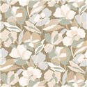 Casamance|Papel pintado flores superpuestas verde y perlado|Papel Pintado