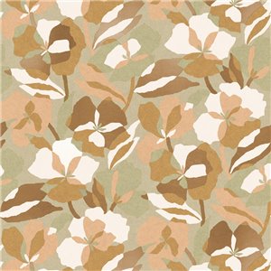 Casamance|Blumentapete überlappend grün-perlmutt|Tapeten