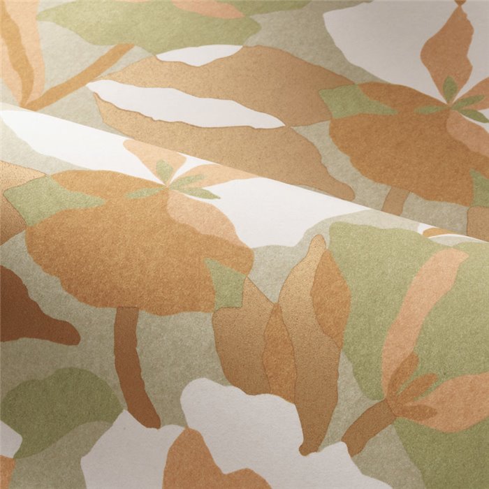 Papel pintado flores verde y rosa nude - Casamance Jardin Félicia 76580814