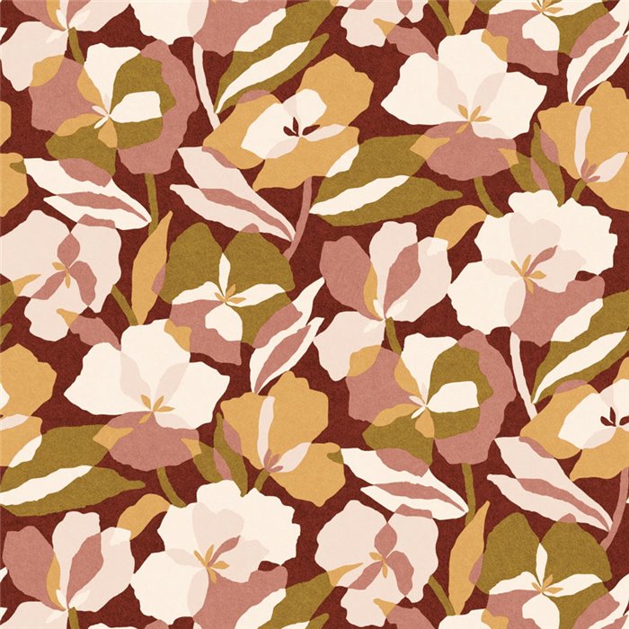 Casamance|Papel pintado flores rosa y violeta|Papel Pintado