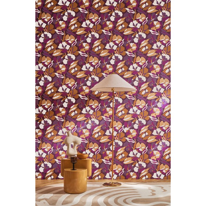 Casamance|Papel pintado flores superpuestas violeta|Papel Pintado