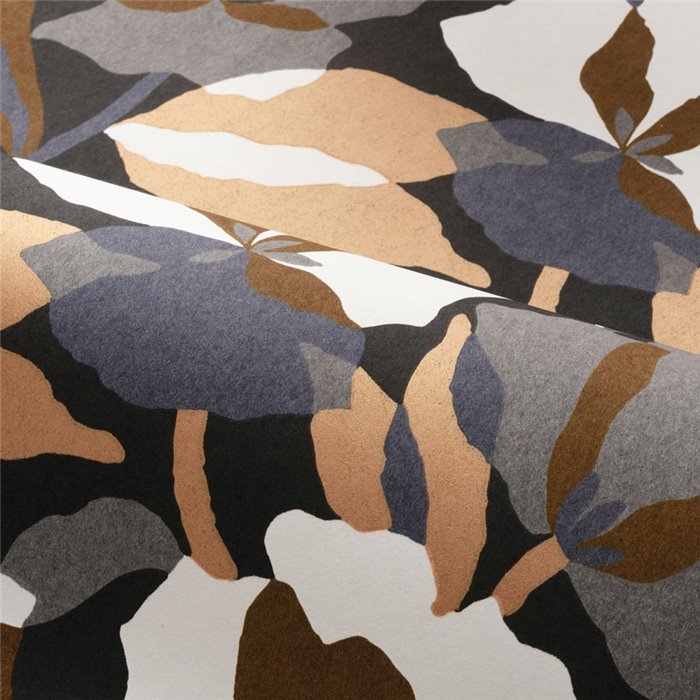 Papel pintado flores negro y gris superpuestas - Casamance Jardin Félicia 76581120