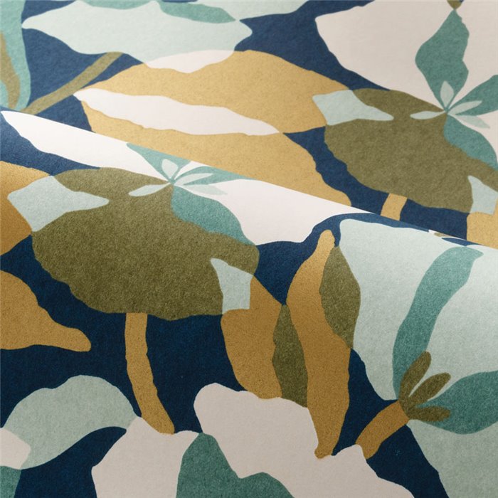 Casamance|Papel pintado flores azul y verde superpuestas|Papel Pintado