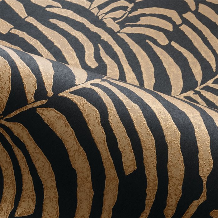 Casamance|Exklusive Tapete Farne schwarz-gold zeitgenössisch|Tapeten