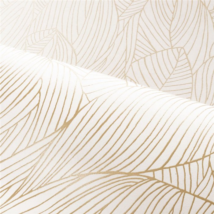 Casamance|Papier peint floral luxe blanc et doré avec détails métallisés|Papier Peint