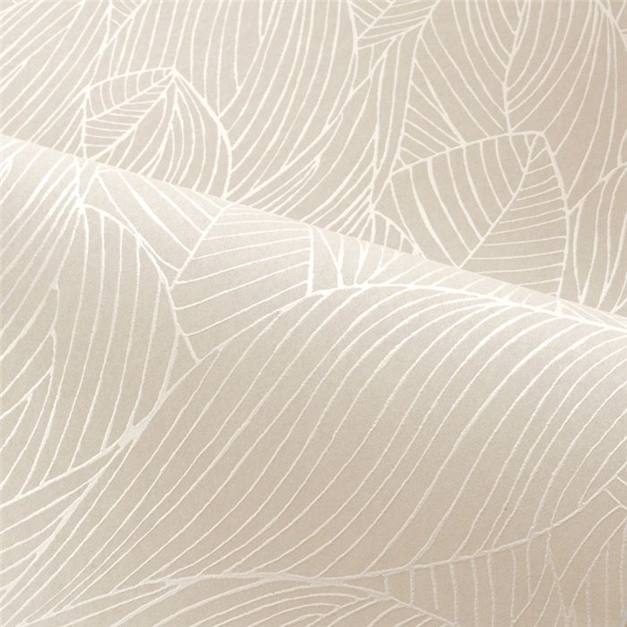 Casamance|Papier peint floral élégant beige et blanc haut de gamme|Papier Peint
