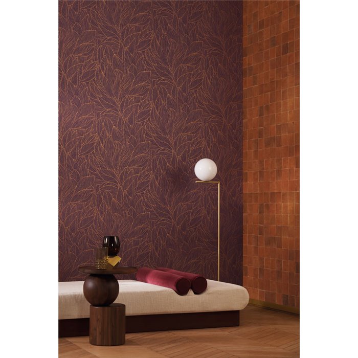 Casamance|Papel pintado floral violeta y dorado elegante estilo moderno|Papel Pintado