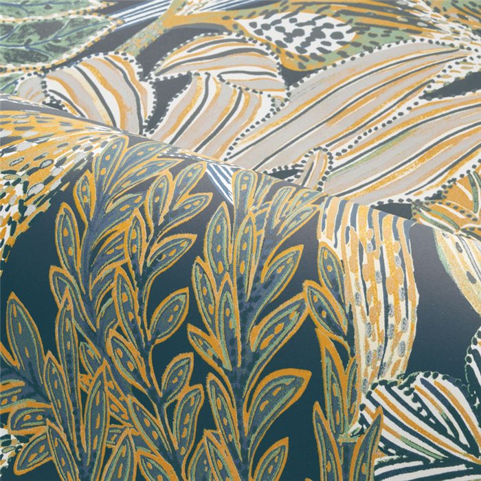 Papel pintado flores de jardín tonos azules y verdes - Casamance Jardin Félicia 74320324