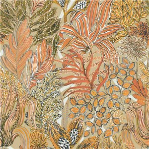 Casamance|Papel pintado flores de jardín verde y lila|Papel Pintado