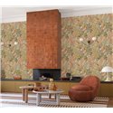 Casamance|Gartenblumen Tapete grün-rosa|Tapeten