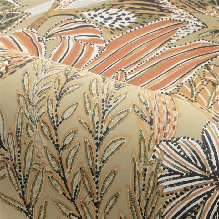 Casamance|Papier peint fleurs de jardin vert et rose|Papier Peint