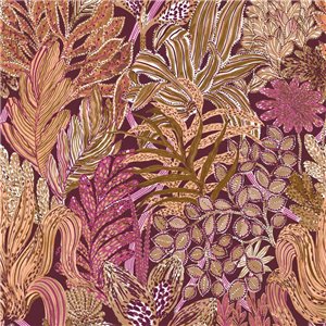 Khroma|Wallpaper with palm leaves and tropical parrots in orange tones|Wallpaper