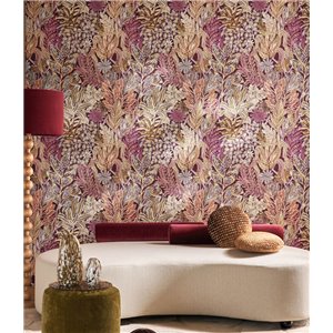 Khroma|Wallpaper with palm leaves and tropical parrots in orange tones|Wallpaper 2