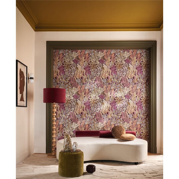 Papel pintado flores de jardín púrpura y violeta - Casamance Jardin Félicia 74321038