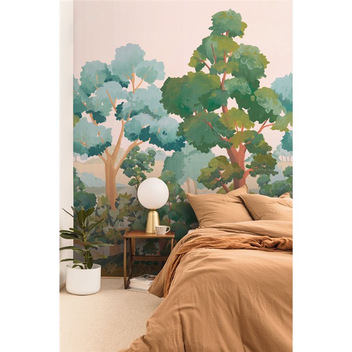 Caselio|Mural pared paisaje bosque figurativo beige verde Caselio|Murales de Pared