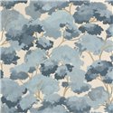 Caselio|Papier peint aquarelle avec forêt bleu et beige|Floral