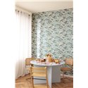 Caselio|Papier peint aquarelle avec forêt bleu et beige|Floral
