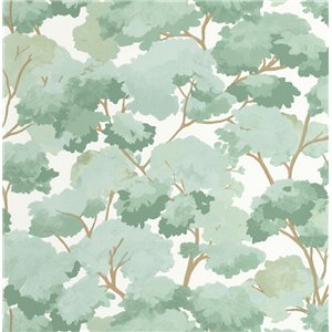 Caselio|Emerald green watercolor forest wallpaper|Floral